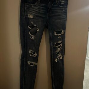 American Eagle Outfitters Black Skinny Jeans Distressed Style